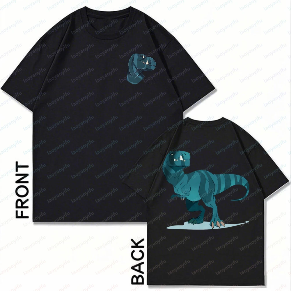 Primal-Anime-Vintage-Cotton-Tee-Bold-Full-Body-Dino-Portrait-Fang-Graphic-T-Shirt-Classic-Fashion-Streetwear-Fun-Men's-Clothing