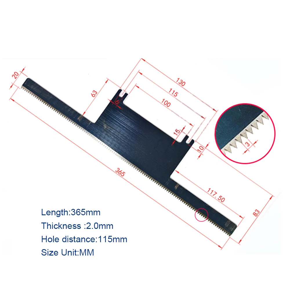

T shape Vertical Packing Machine Knife 365mm length, Fix center distance 115mm ,2mm thickness,1pcs price