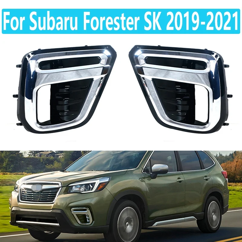 

1Pair Front Fog Lamp Frame Cover Fog Lights Protective Cover Grille For Subaru Forester SK 2019-2021