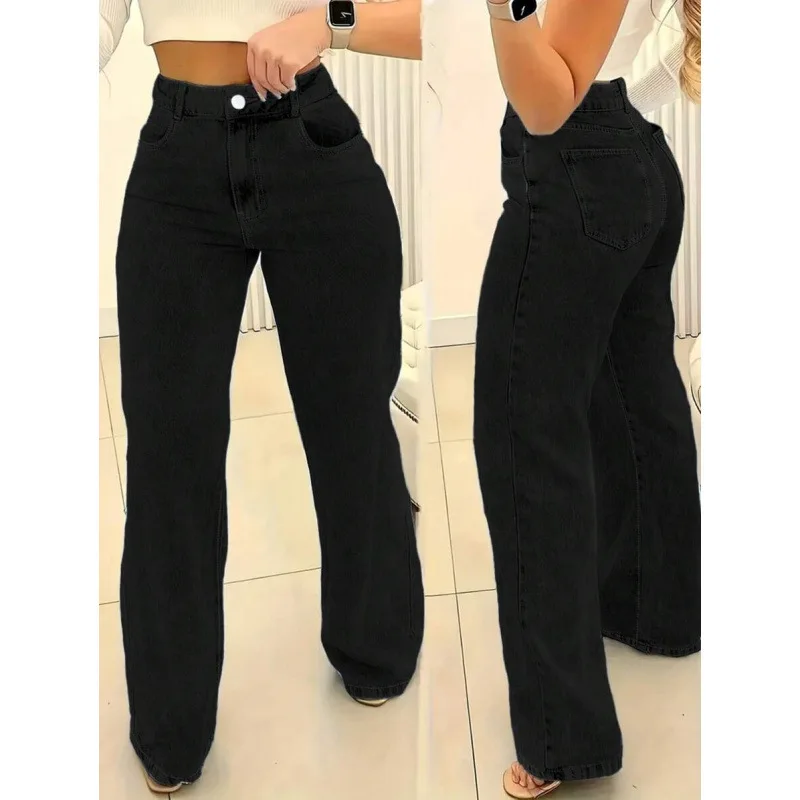 Vintage European American Jeans Denims Pants High Waist Straight Leg Cotton Trousers Youth Fashion Winter Collection