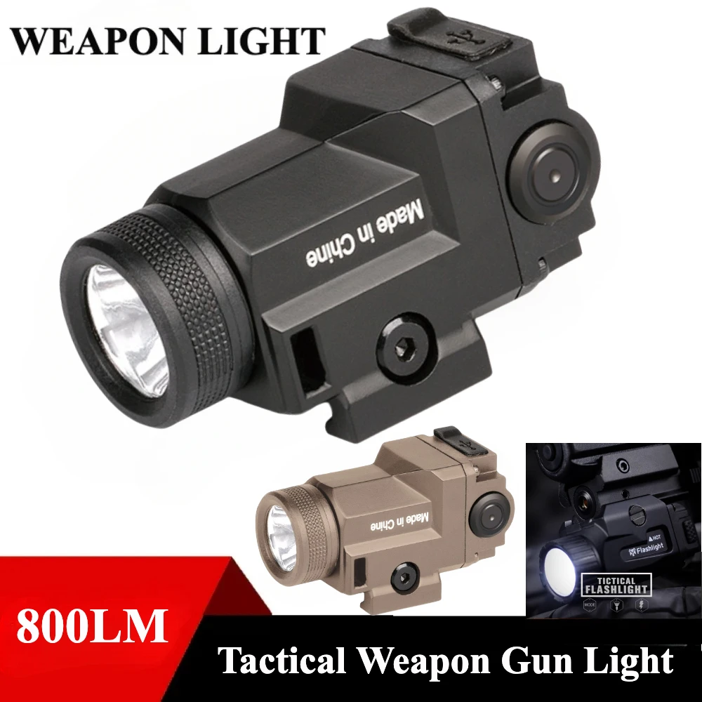 

800 LM Tactical LED Flashlight Metal Hanging Scout Light LED Strobe Torch Fit 20 21mm Rail Outdoor Hunting Gun Lamp