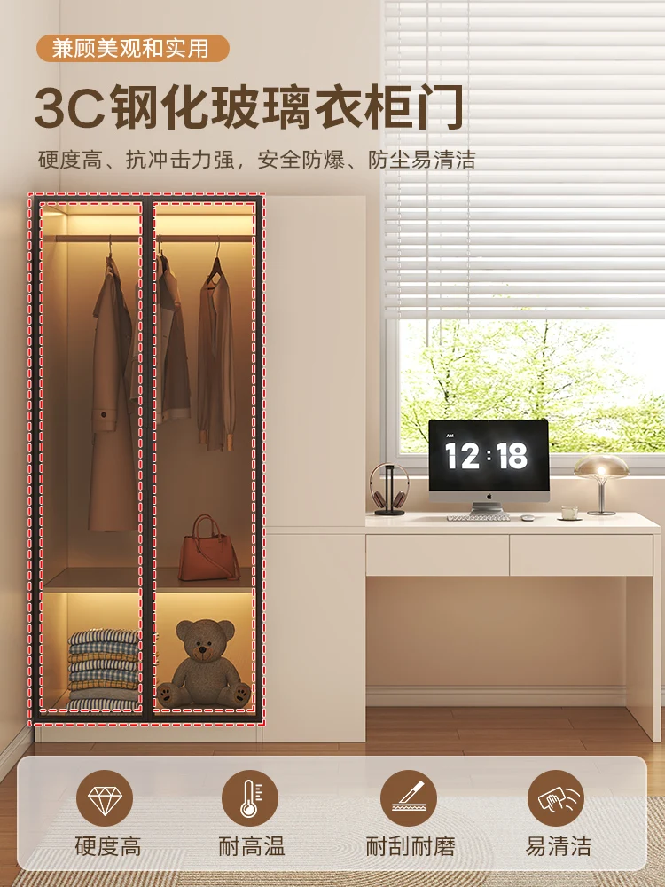 Integrated household bedroom bookcase with computer desk 2