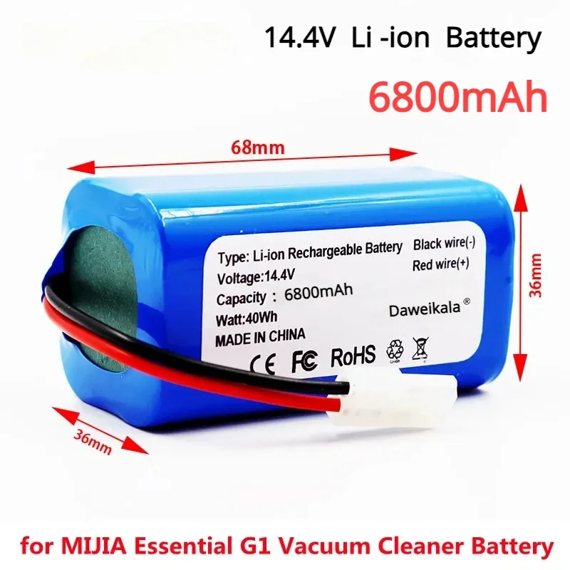 18650 battery pack 14.4V 2600mAh lithium ion battery, suitable for Xiaomi G1 Mi Essential MJSTG1 robot vacuum cleaner,