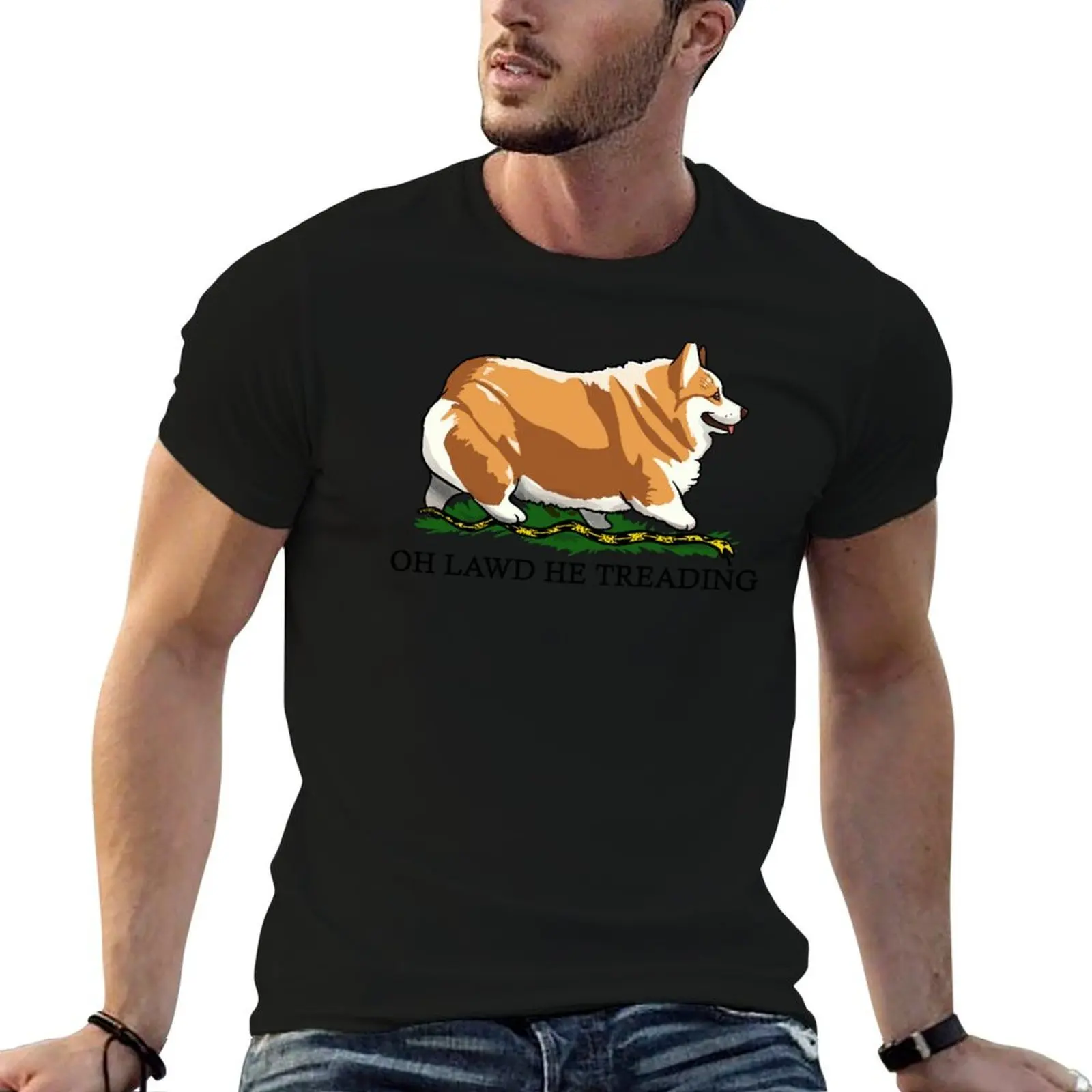 

Oh Lawd He Treading Corgi Dog T-Shirt essential t shirt t shirt men 100% cotton luxury brand T-Shirt
