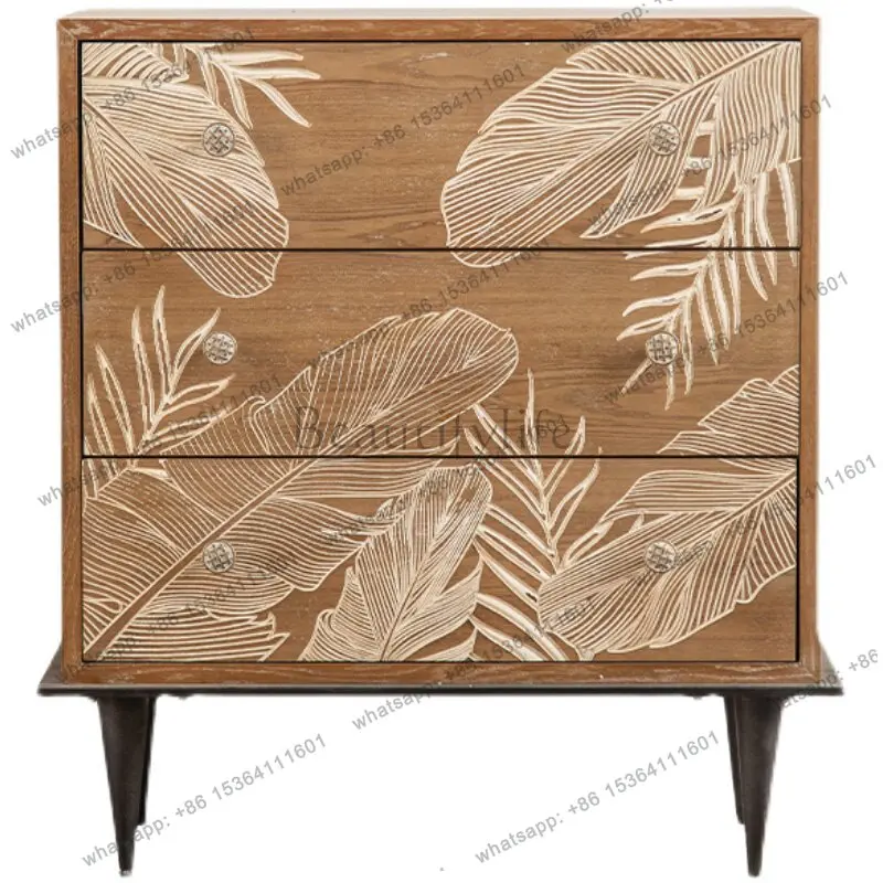 American retro carved entrance decorative cabinet French country living room bedroom side cabinet