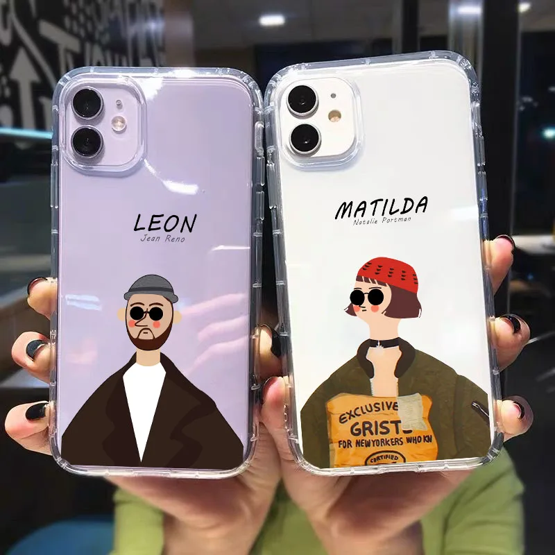 JAMULAR Cute Killer Leon Uncle Girl Clear Couple Phone Case For iPhone 14 13 12 11 Pro X XS MAX XR SE20 7 8 6Plus Soft TPU Cover