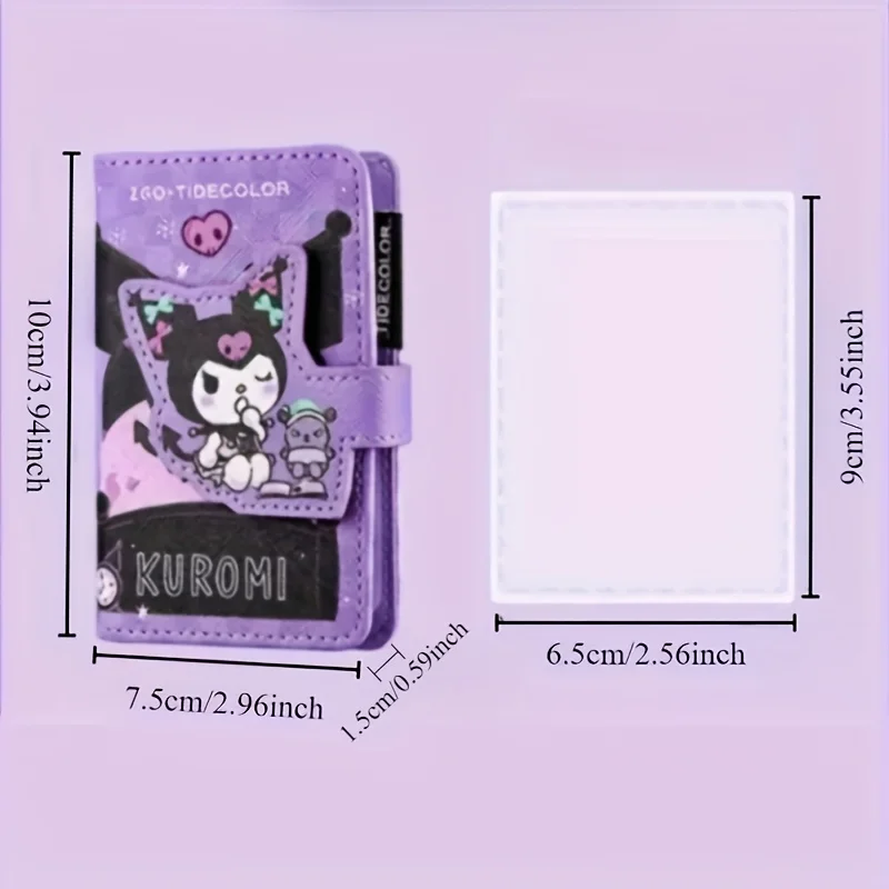 Hellokitty เปลี่ยนกระเป๋า ใหม่ Sanrio กระเป๋าเงิน กระเป๋าสตางค์หนัง Pu Black Cat Cinnamon Roll กระเป๋าใส่เหรียญ Kawaii มีกระดุม