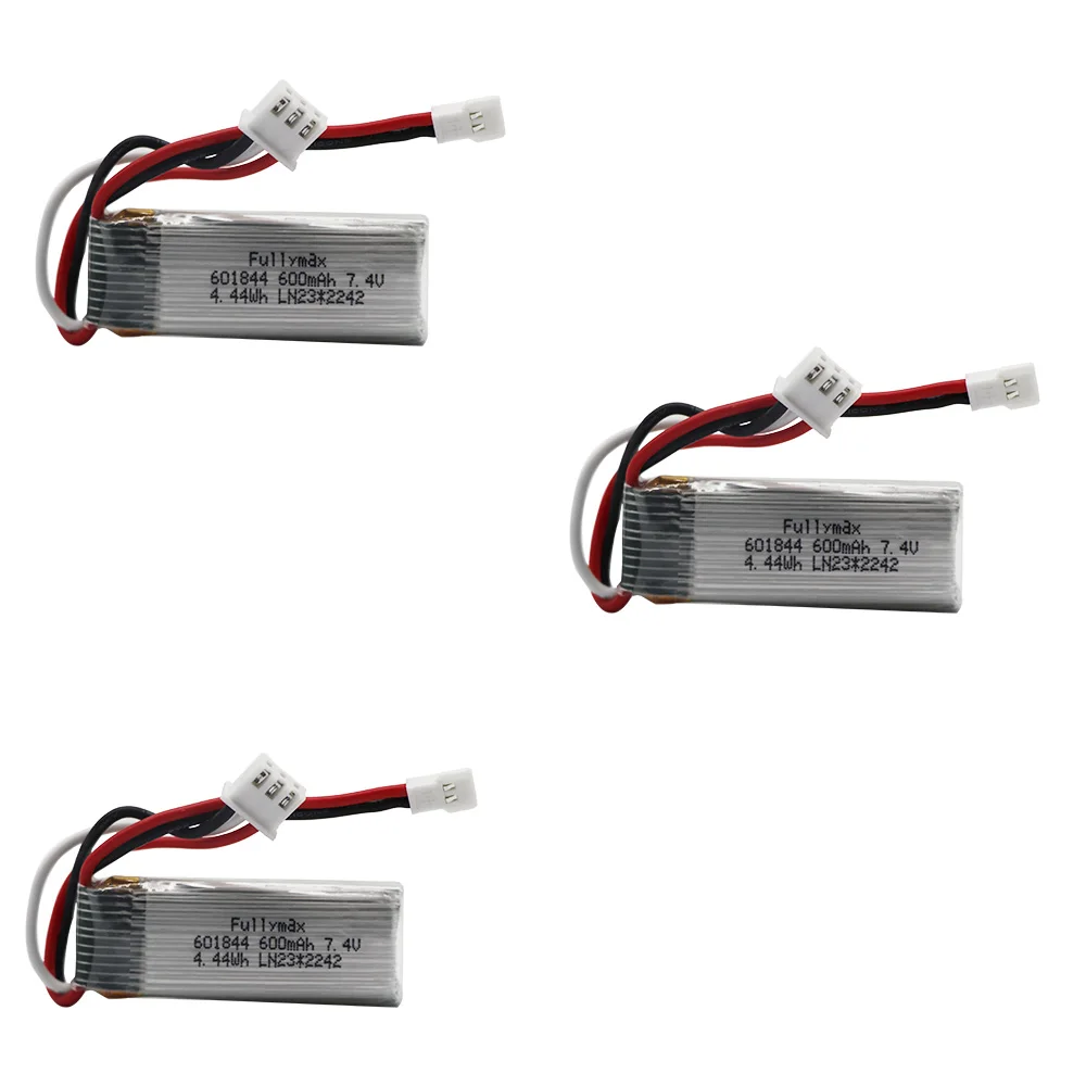 7.4V 600mAh 601844 Lipo Battery with USB charger for WLtoys F959 XK DHC-2 A600 A700 A800 A430 RC Car Parts 7.4v Battery 20C 2S