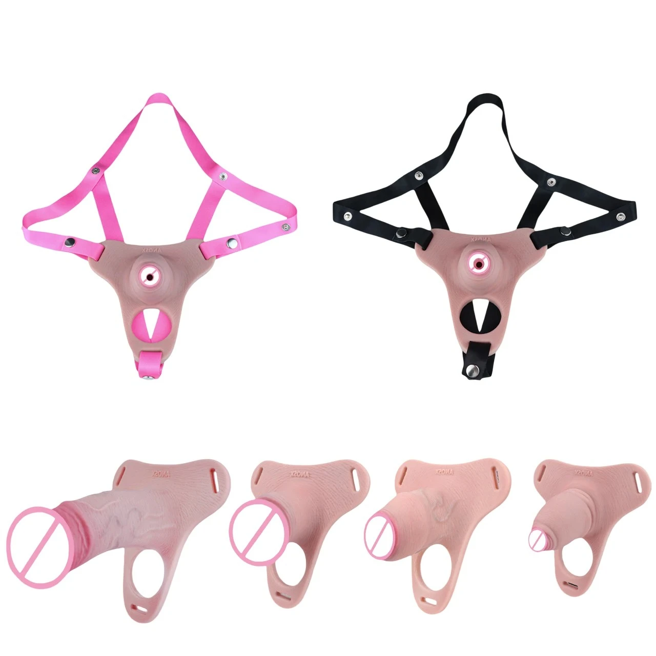 Soft silicone chastity cage replica abstinence game penis ring male rooster lock homosexual penis bondage matching strap