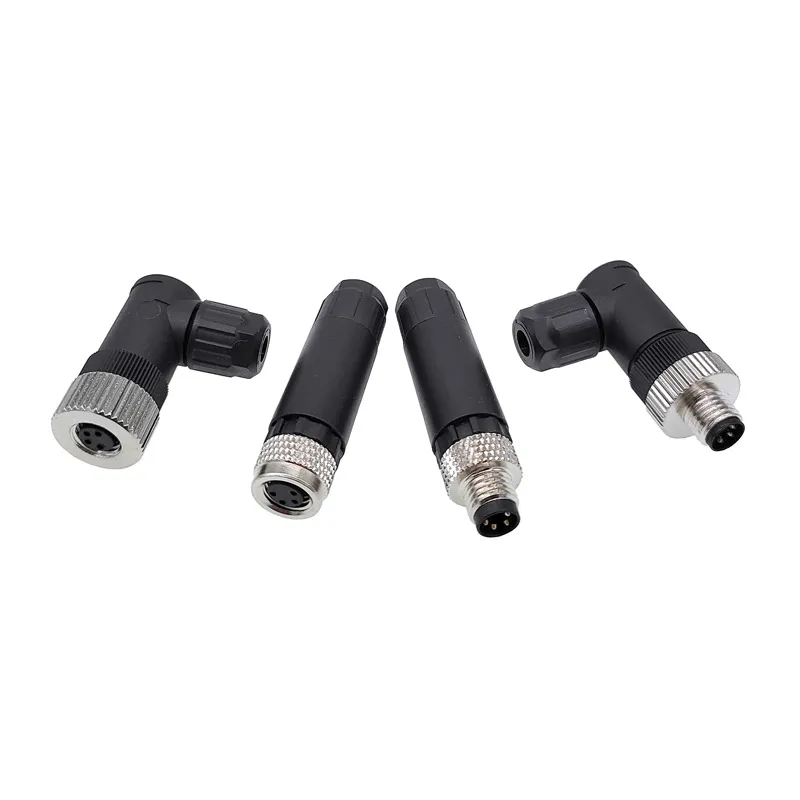 M8 Sensor Connector Non-welding screw connection Metal A Code Bend Angle 3pin 4pin IP68 Straight Waterproof Connectors