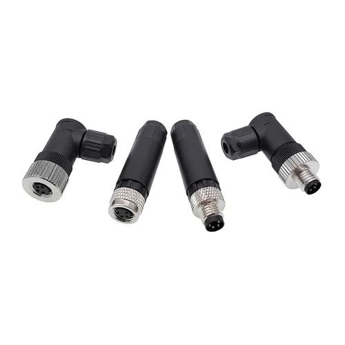 Imagen 2 del producto Conector de Sensor M8, conexión de tornillo sin soldadura, Metal, código A, ángulo curvo, 3 pines, 4 pines, IP68, conectores rectos a prueba de agua