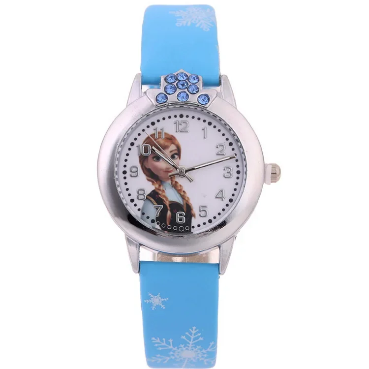 Elsa Watch Girls Elsa Princess Kids Watches Leather Strap Cute Children\'s Cartoon Wristwatches Gifts for Kids Girl Frozen Clock