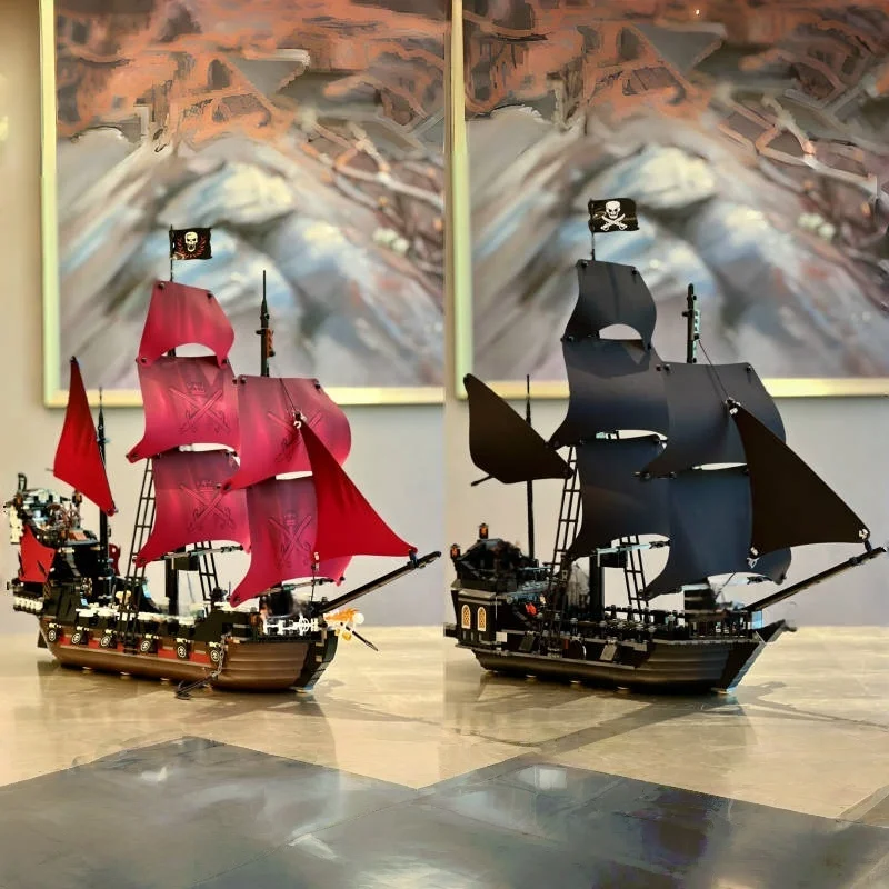

Queen Anne's Revenge Battleship Pirates of the Caribbean Black Pearl Ship Building Block Model Decoration Children's Toy Gift