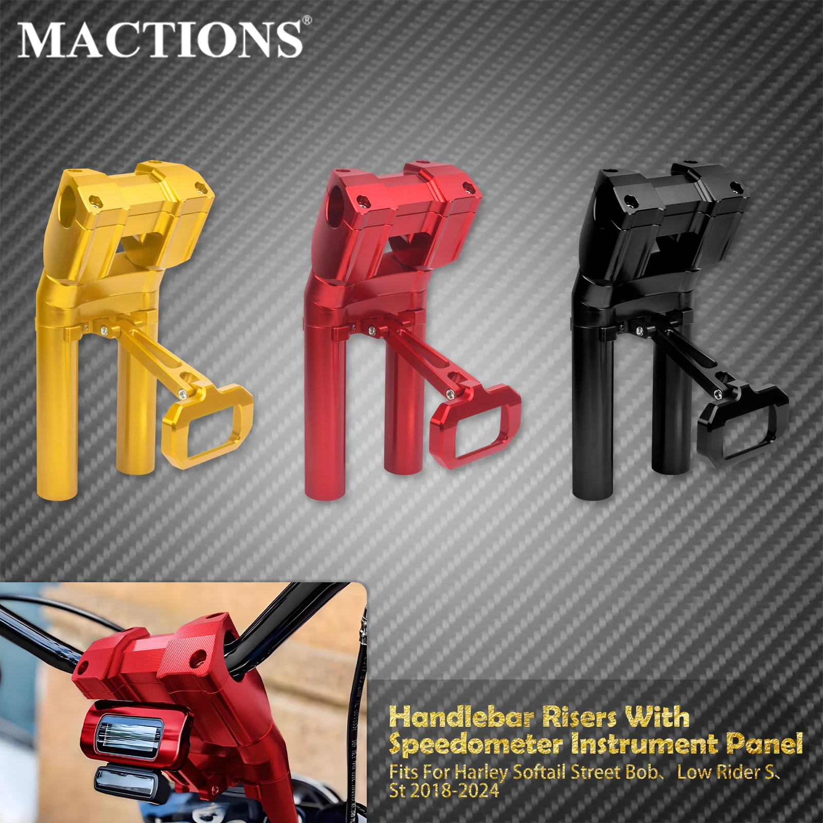 Motorcycle 10'' Handlebar Riser With Speedometer Instrument Panel Brackets For Harley Softail Street bob Lower Rider S ST 18-24