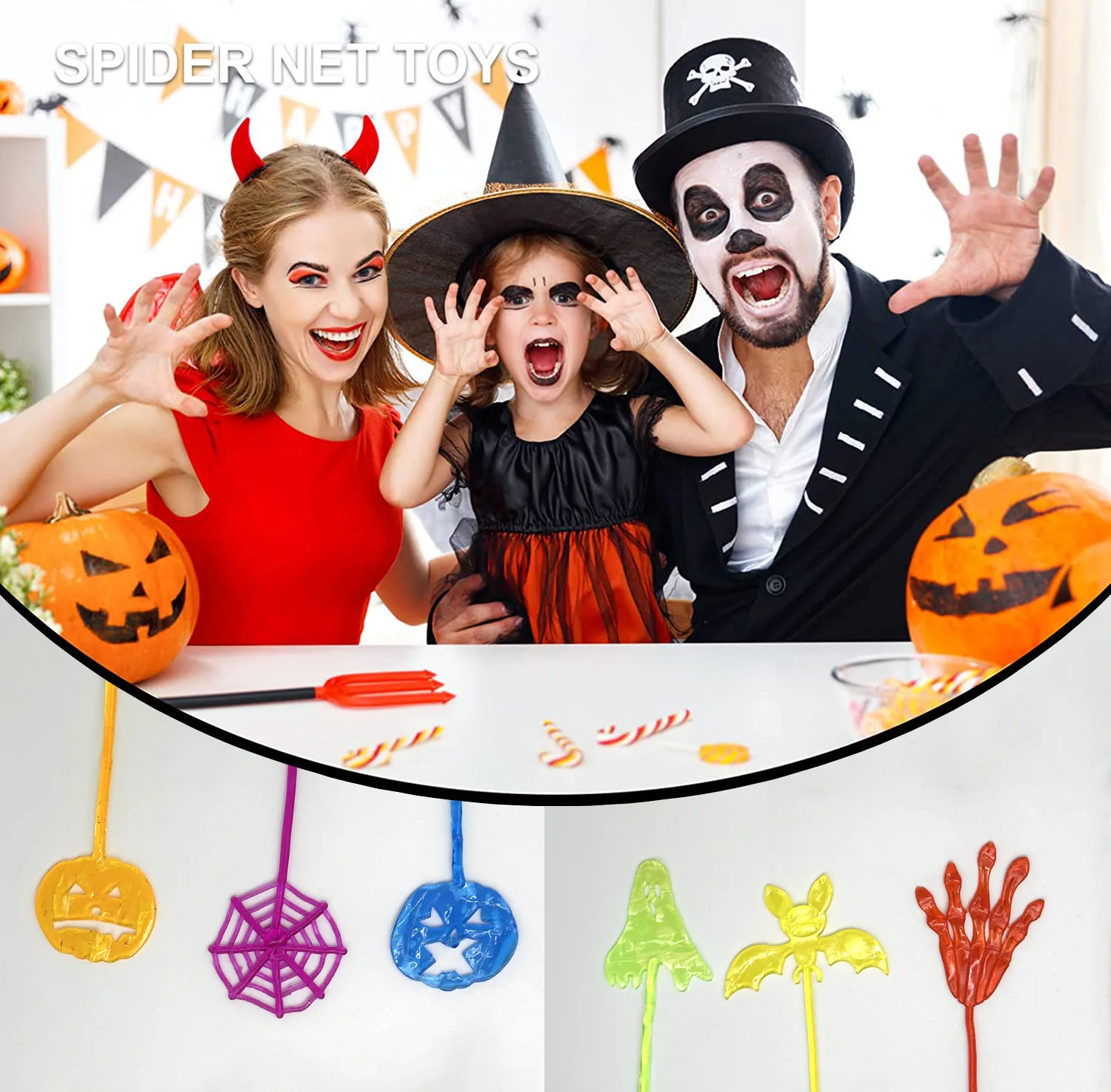 20pcs Kids Halloween Surprise Gifts Novelty Funny Toy Elastic Retractable Sticky Palm Large Wall Climbing Palm Human Toy Prizes