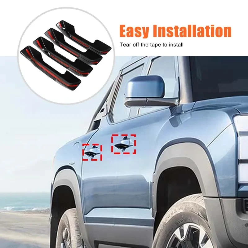 

For BYD Shark 2024-2026 Pickup Truck ABS Carbon Fiber Car Door Handle cover Decoration Sticker Exterior Car Accessories