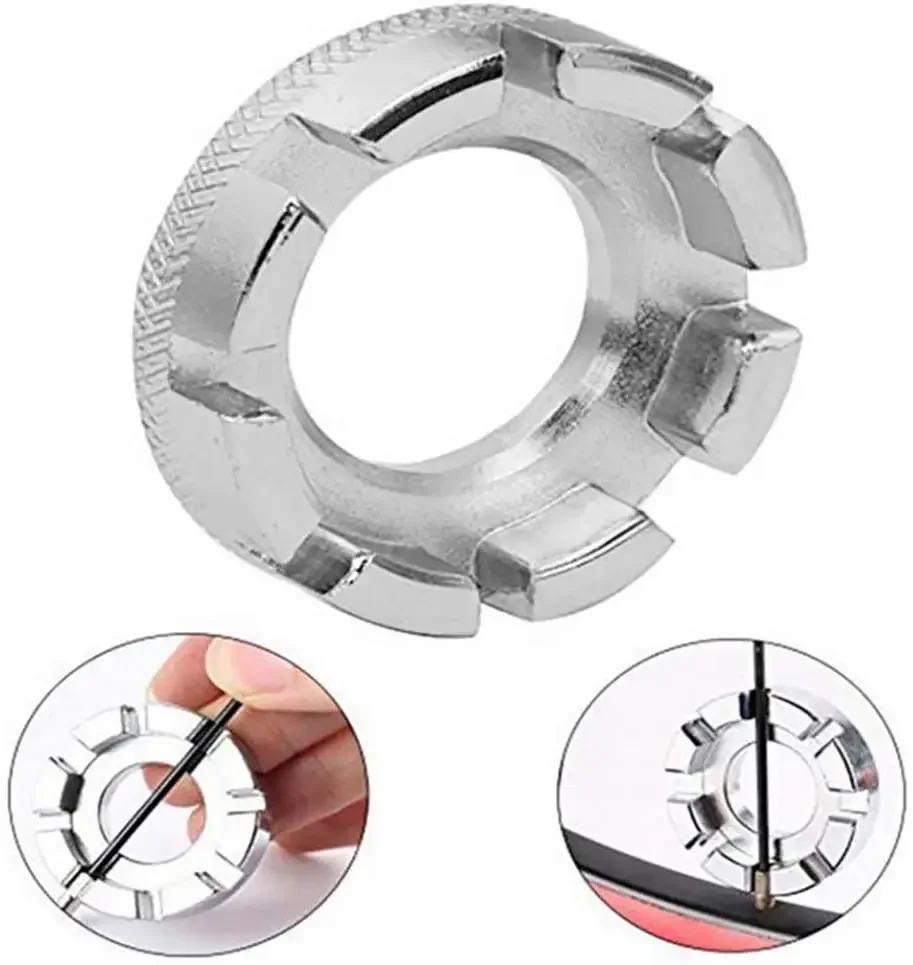 

Bike Spoke Wrench, 8 Way Bicycle Rim Spanner, Portable Groove Nipple Key Tightener Repair Tool, for Adjust Cycling Wheel Tension