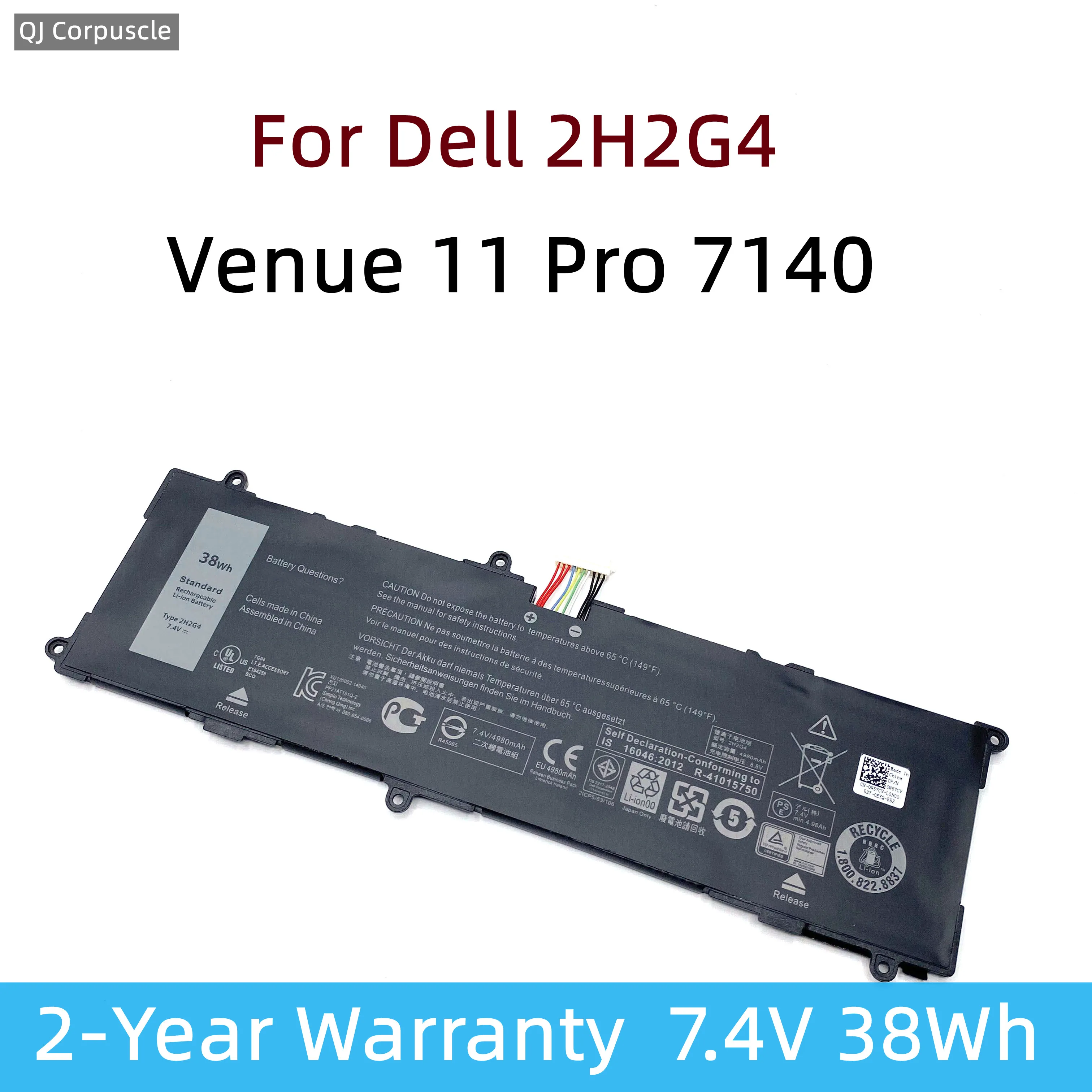 

New 2H2G4 TXJ69 4980Mah Laptop Battery For Dell Venue 11 Pro 7140 Series Notebook T07G002 HFRC3 451-BBKH 21CP5/63/105 2217-2548