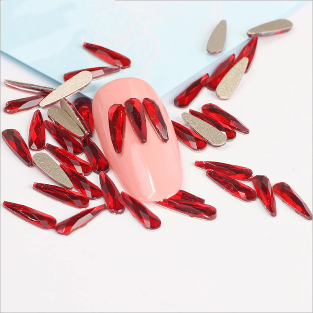 20Pcs Water Drop Nail Art Crystal Rhinestones Decor Mixed 3D Flat Back DIY Shiny Nail Accessories for Elegant Glitter Manicure