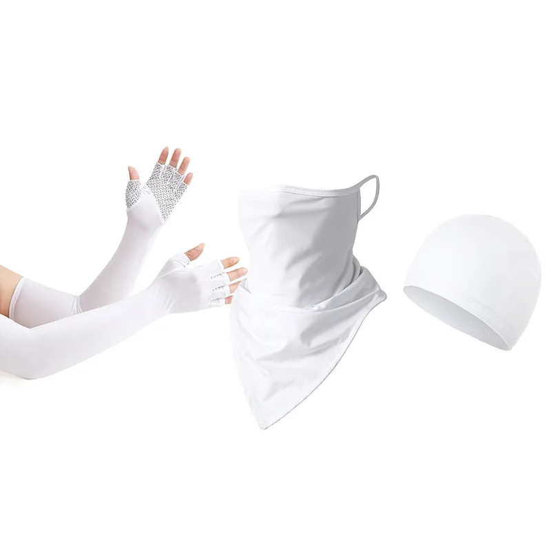 

Защитные нарукавники от солнца, дышащие охлаждающие перчатки с пятью пальцами, треугольная повязка, маленькая кепка, для занятий спортом на открытом воздухе, защита от УФ-излучения, для велоспорта