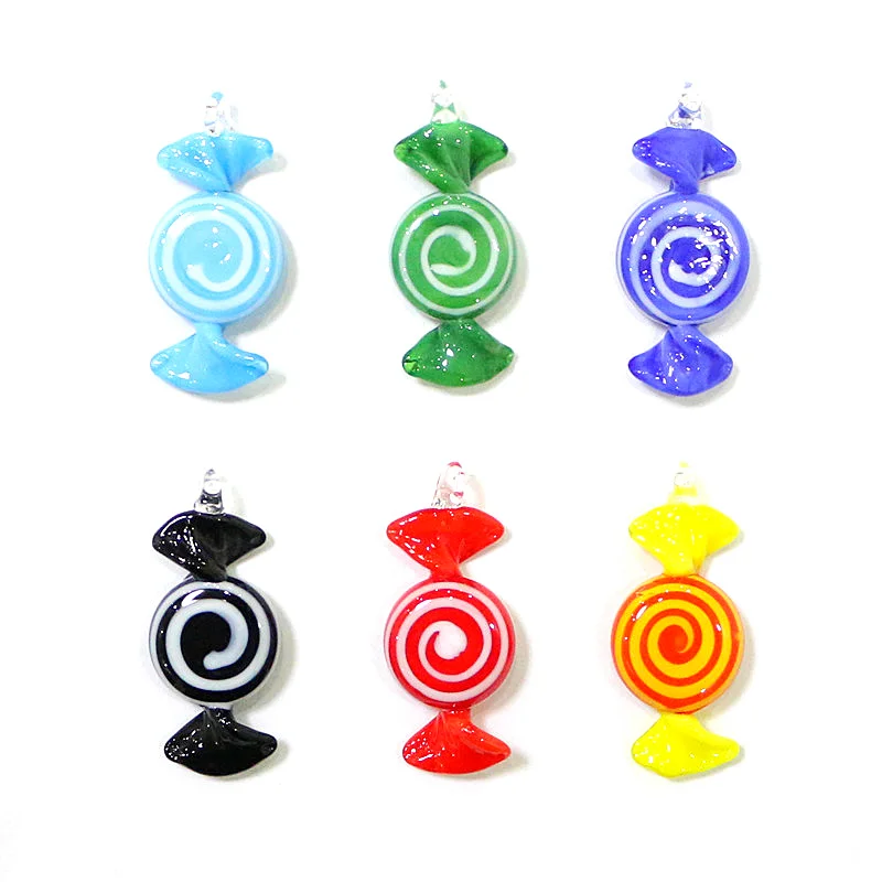 

2PCS Colorful Cute Mini Glass Candy Pendants Creative Sweet Charms DIY Jewelry Making Supplies Holiday Xmas Decor New Year Gifts