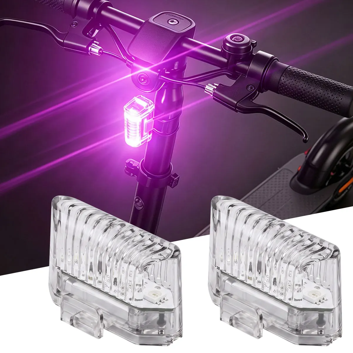 Electric Scooter Stobe Warning Light RGB Multicolor LED Safety Lamp Type‑C Rechargeable Taillight for E-Bike Bicycle Motorcycle