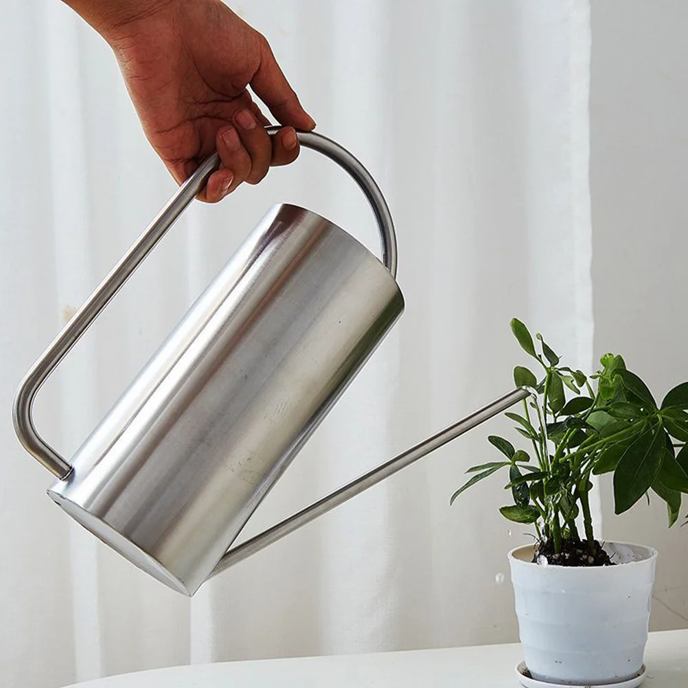 

Stainless Steel Indoor Garden Ergonomic Handle Long Spout Large Capacity Metal Pot For Houseplants Vintage Design Small Cute
