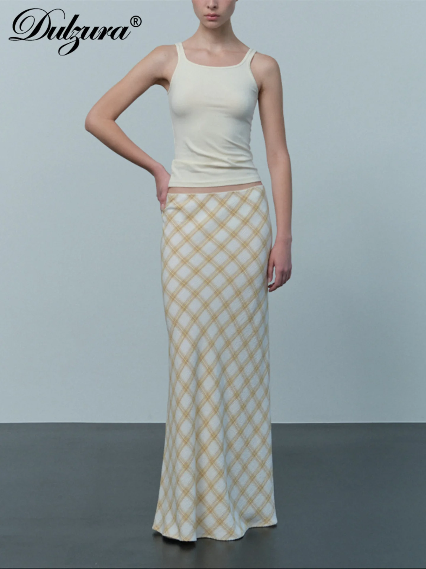 

Dulzura женская модная сексуальная длинная юбка повседневная тонкая юбка макси в клетку Y2K вечерние клубные уличные наряды на весну и лето оптом