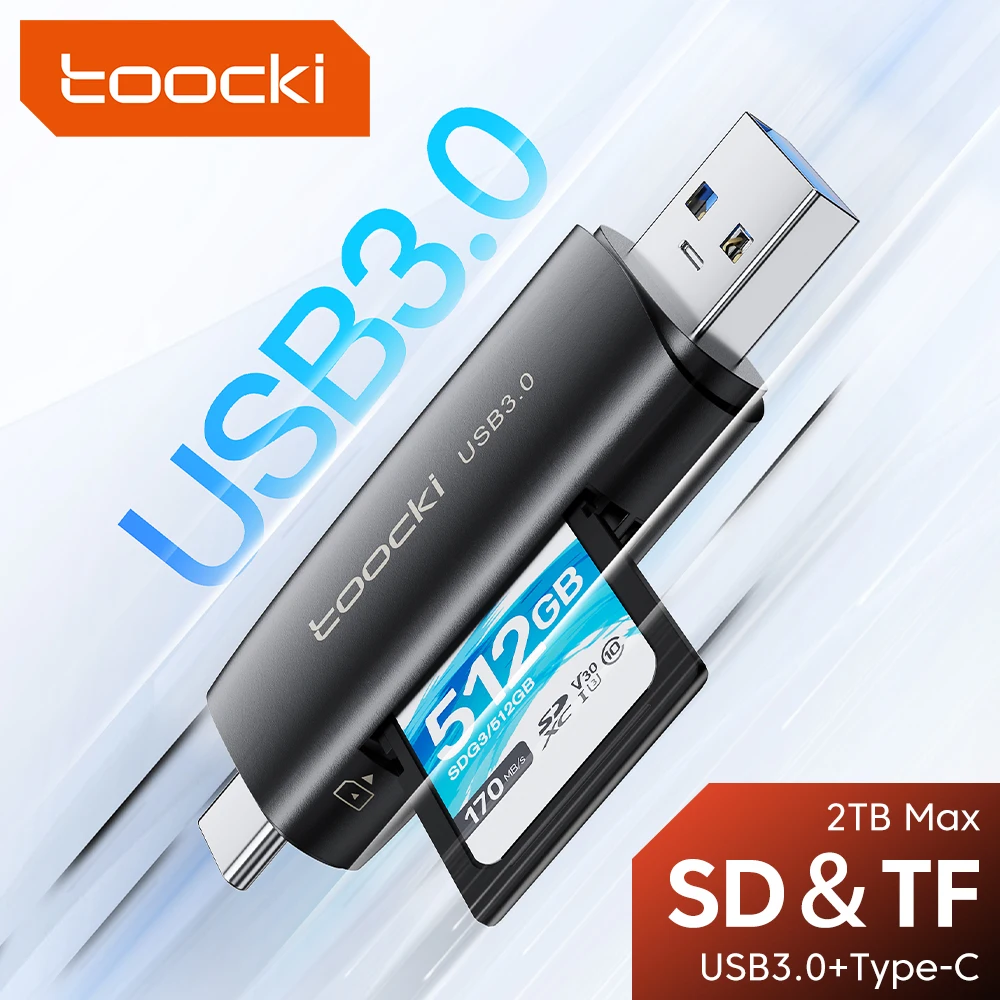 

Toocki 4 in 1 Card Reader USB3.0/Type C to Micro SD TF Memory Card Adapter for PC Laptop Accessories Cardreader Card Reade