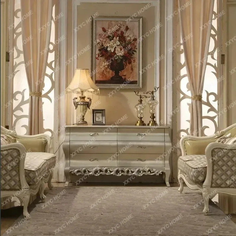 XX Vintage Luxury Entryway Cabinet Living Room  New Classical Sideboard Villa High-End Decorative Shoe Cabinet
