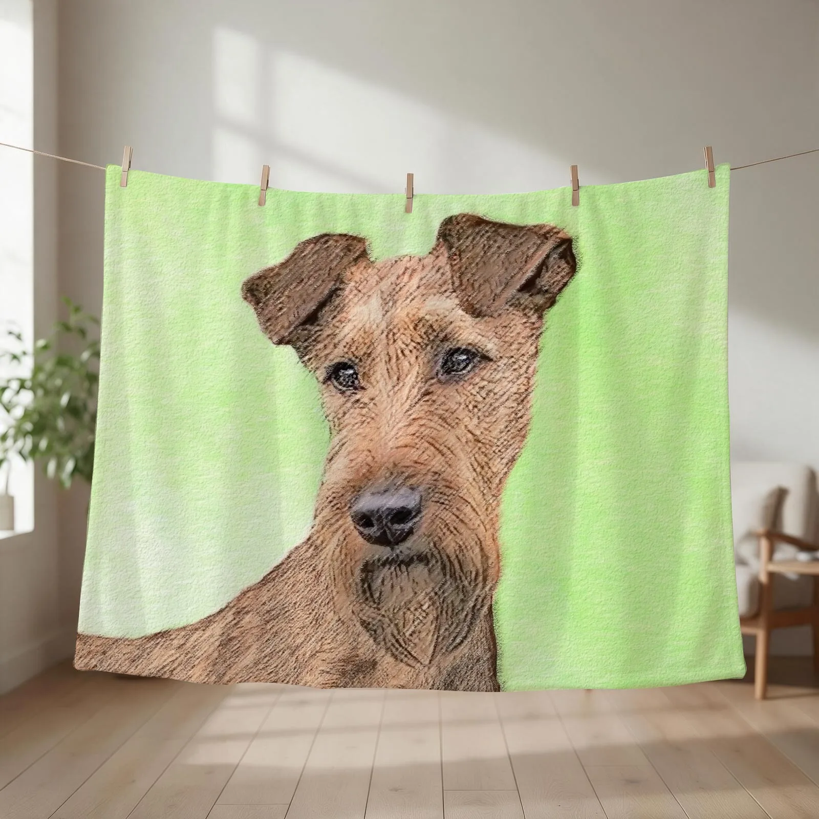 Irish Terrier Painting - Cute Original Dog Art Throw Blanket couch cozy soft plush fuzzy picnic outdoor blanket
