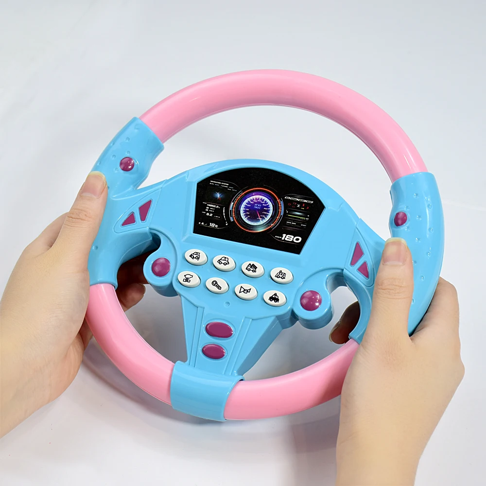 ของเล่นพวงมาลัยรถยนต์ไฟฟ้าสำหรับเด็ก จำลองการขับขี่ พร้อมแสง สี เสียง ของเล่นเสริมพัฒนาการแบบพกพา โต้ตอบได้