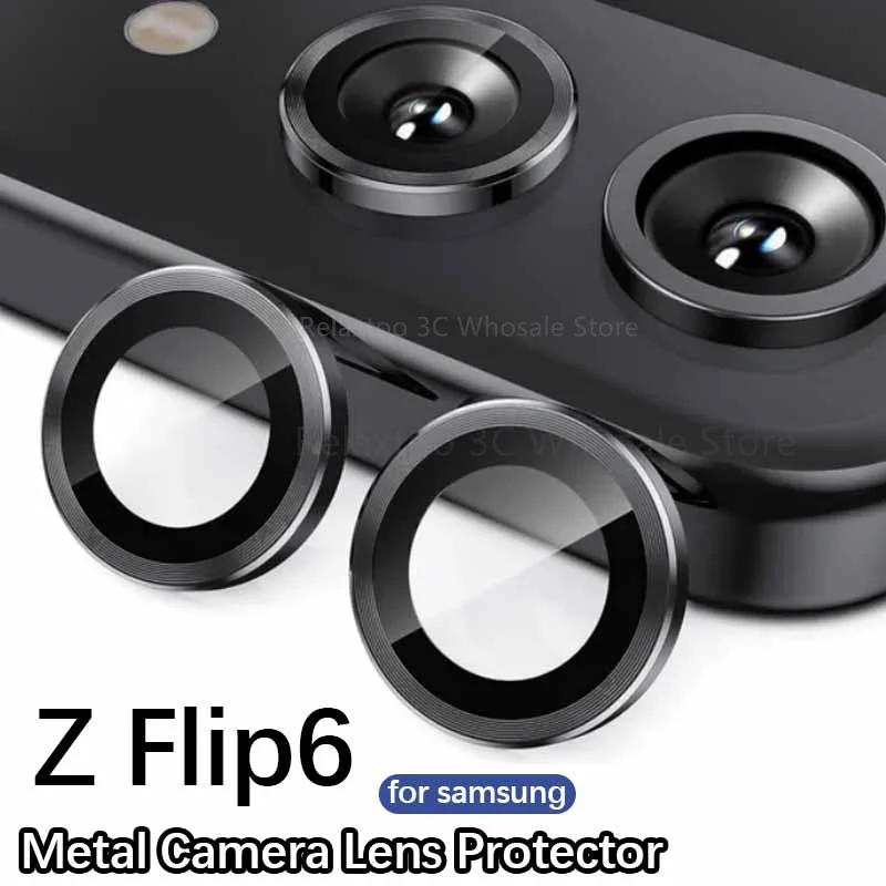 Samsung-zflip 6 vidro temperado protetor de tela, metal anel câmera lente tampa, filme para samsung galaxy z Flip6 zFlip6