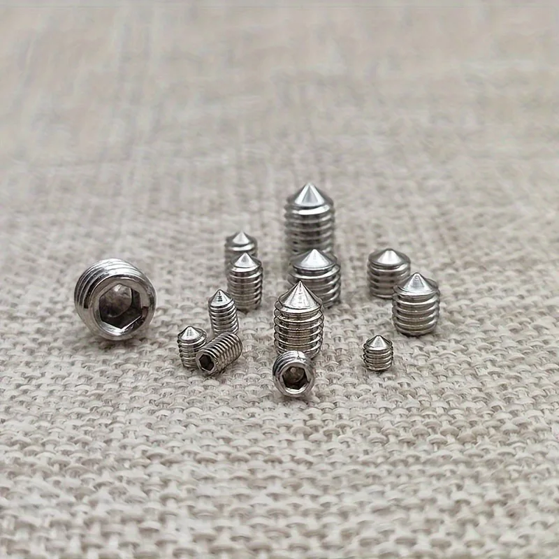 304 Stainless used for door handles, bathroom fixing devices, with wrench Cone Point Grub Screws Hex Socket Set Screw Kit