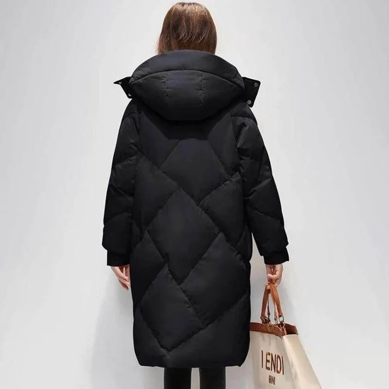 Winter New Thicke Warm Parka Loose Cotton-Coat Trenchcoat Mid-Length Hat Removable Korean Cotton-Padded Jacket Women Overcoat