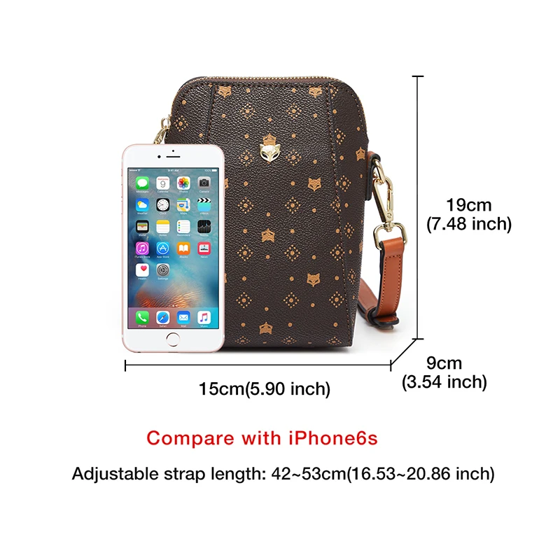 FOXER-Mini sac à bandoulière monogramme vintage pour femme, sac pour téléphone portable, sac messager en PVC, cadeau pour femme, amoureux, fille