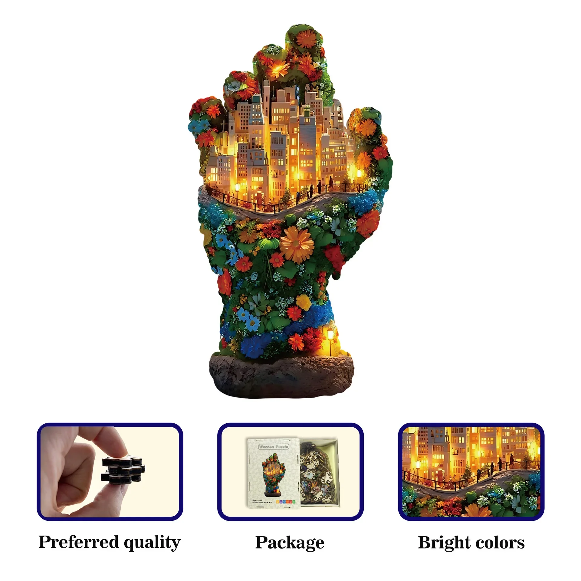 91/178 Stück Palm-Puzzle, Holzpalme, unregelmäßig geformtes Puzzle, stressabbauendes Spiel, Geburtstag, Weihnachtsgeschenke, lustiges Lernspielzeug