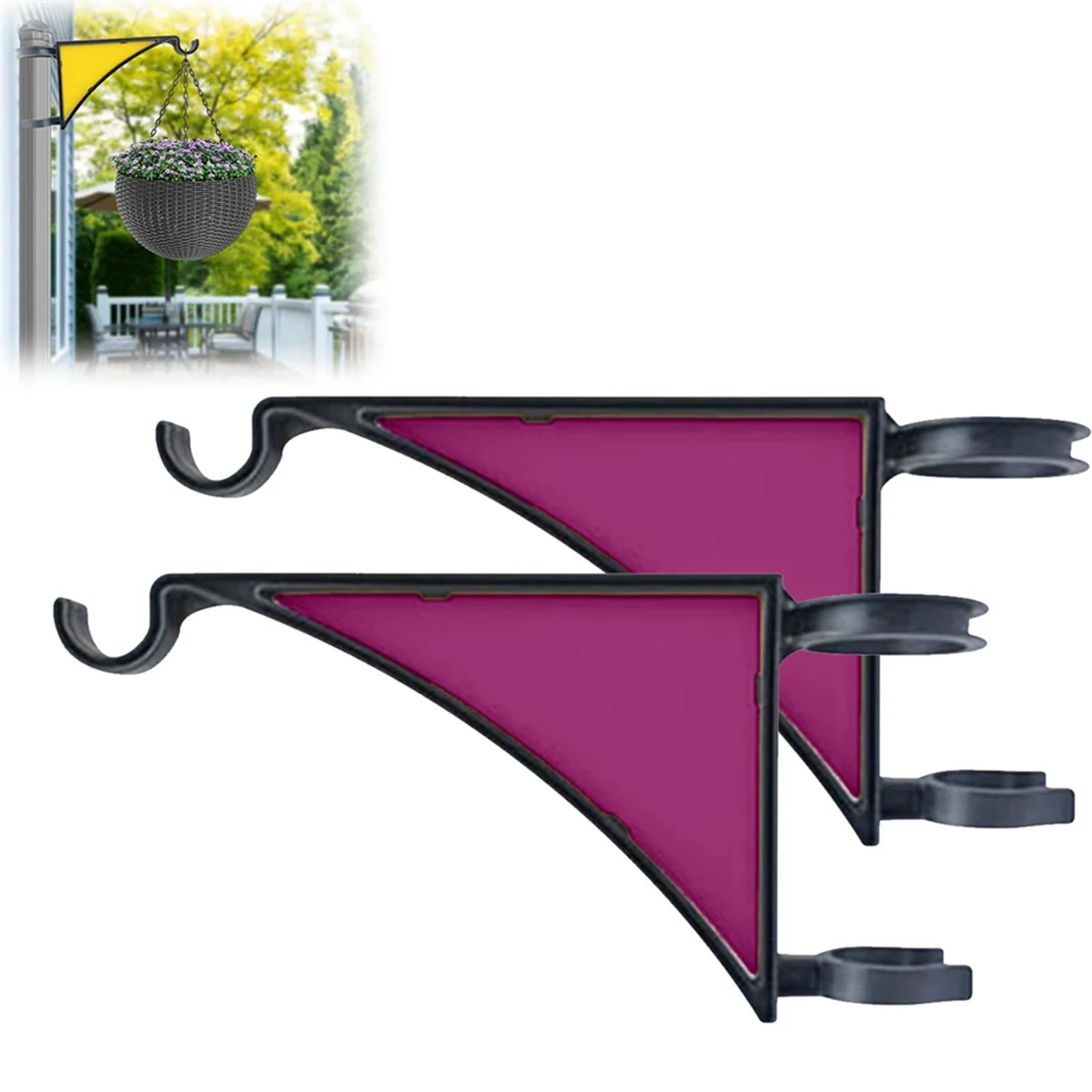 Plant Hangers,2 Pack Hangs Fence Post Hanger for Bird Feeders, Planters, Lanterns, Wind Chimes, Patio Decor Purple