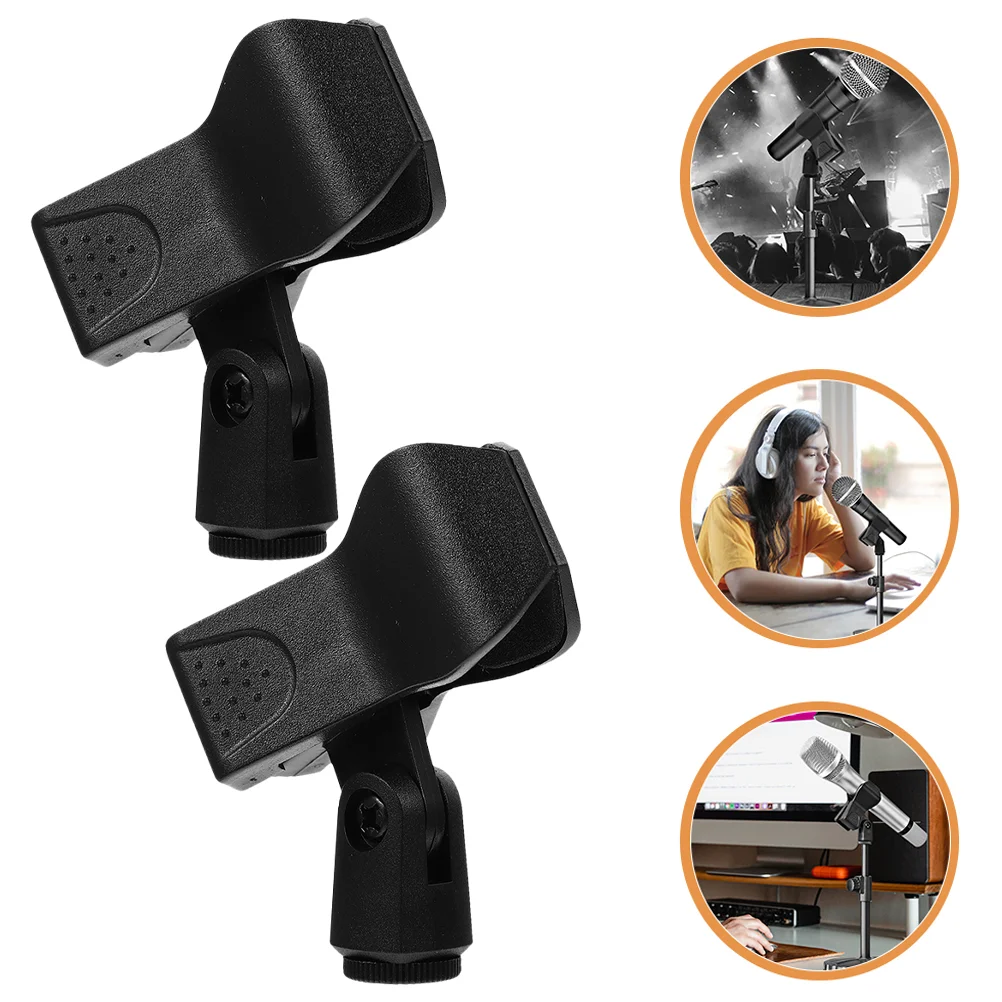 2 Pcs Microphone Clip Holders Home Clamp Handheld Universal Stand Plastic Clips Univeral Reliable