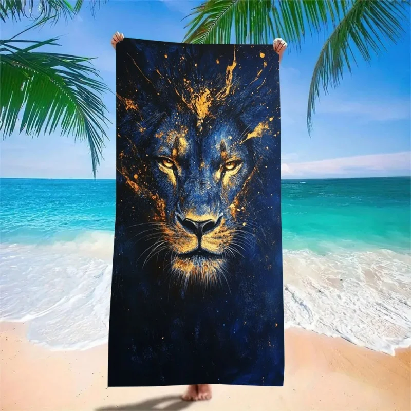 Vintage Red Jungle Leopard Beach Towel - Super Absorbent Quick Dry Microfiber Bath Blanket Exotic Palm Art for Picnic & Seaside
