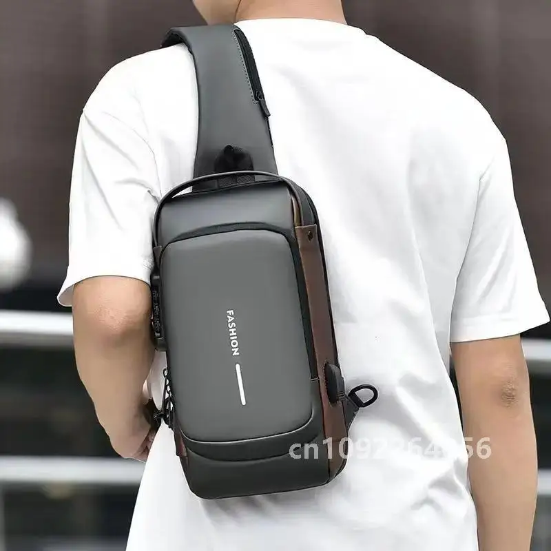 Men Anti Theft Chest Bag Shoulder Bags USB Charging Crossbody Trip Package Oxford Bags Men's Sling Short Messengers Pack School