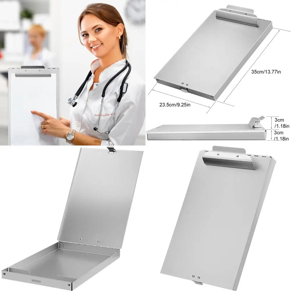 

2-Pack Recycled Aluminum Clipboards with Storage, 9.25 x 13.78, Ideal for School, Office, Medical, and Jobsite