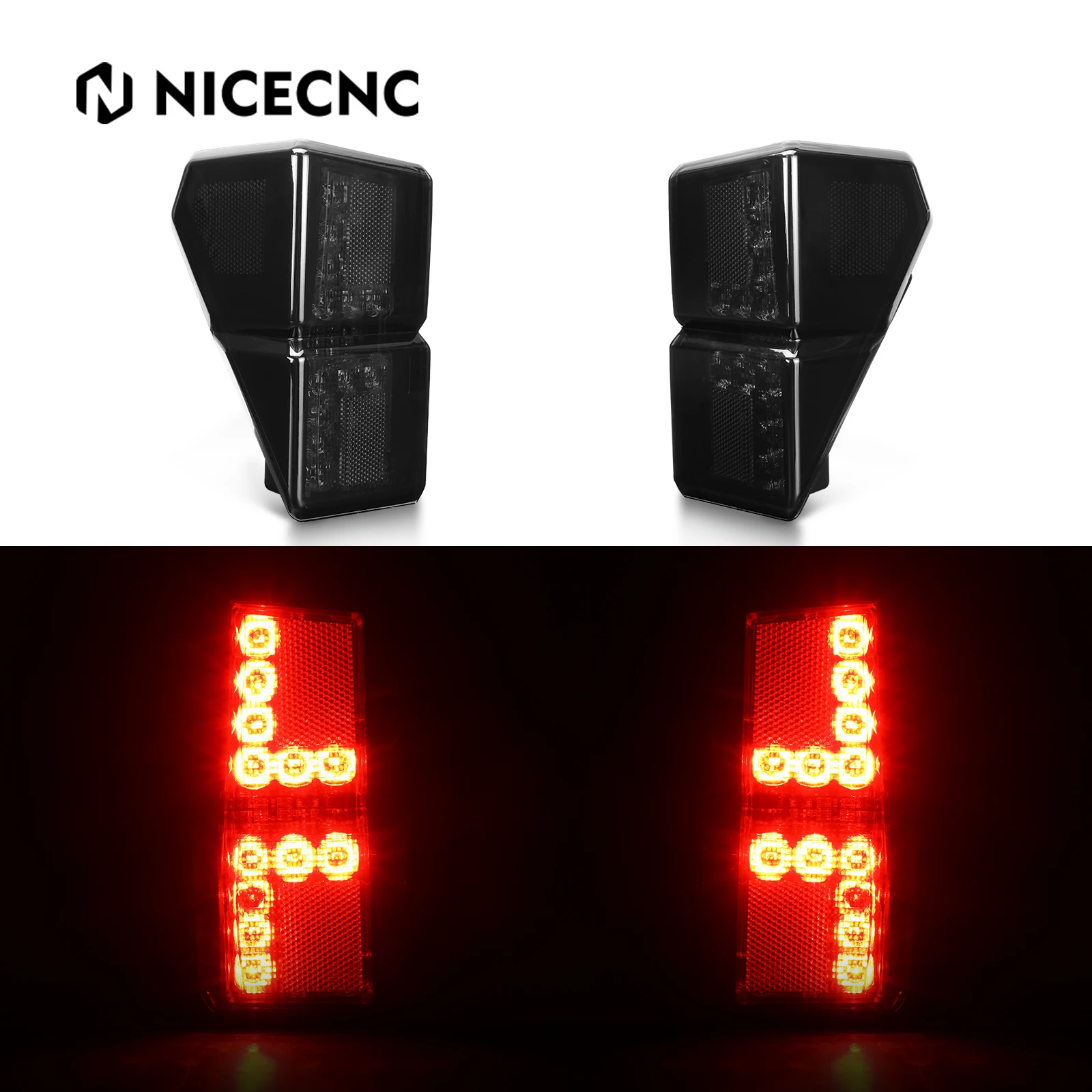 

2 Pcs For Polaris Ranger XP 1000 2018-2021 Rear Brake Tail Lights Bright LED Bulbs Smoked Black Stop Tail Lamp forRanger Crew XP