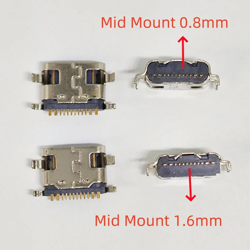 10Pcs USB 3.1 USB Connector Type C Horizontal Mid Mount 16P Female 1.6mm through board 0.8mm for charger adapter DIY Type C