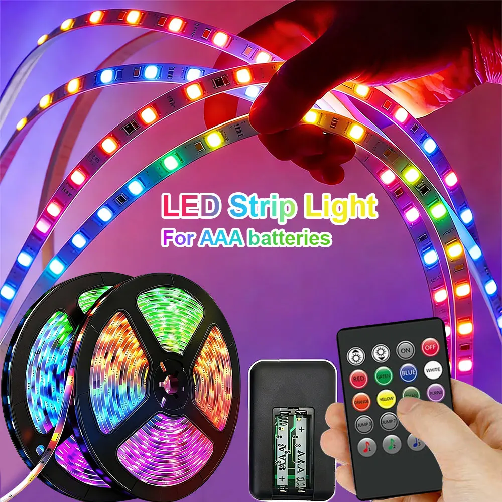 RGB LED Strip Lights with 20-Key Remote (Infrared)& Music Sync USB-Powered Cuttable Lighting for Bedroom, Party, Christmas