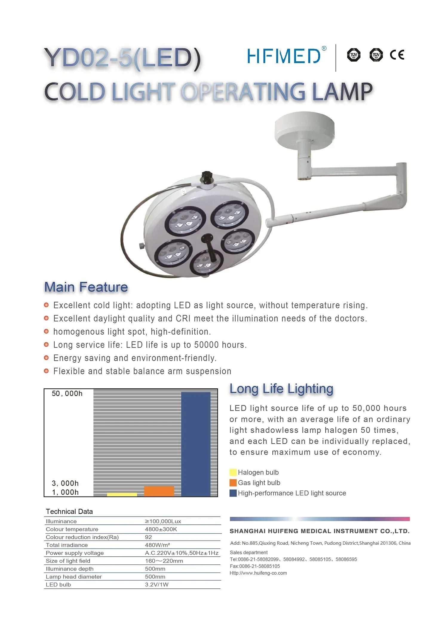 Operation Lamp LED YD01-5LED Shadowless Operating Lamp With CE ISO Surgical Light