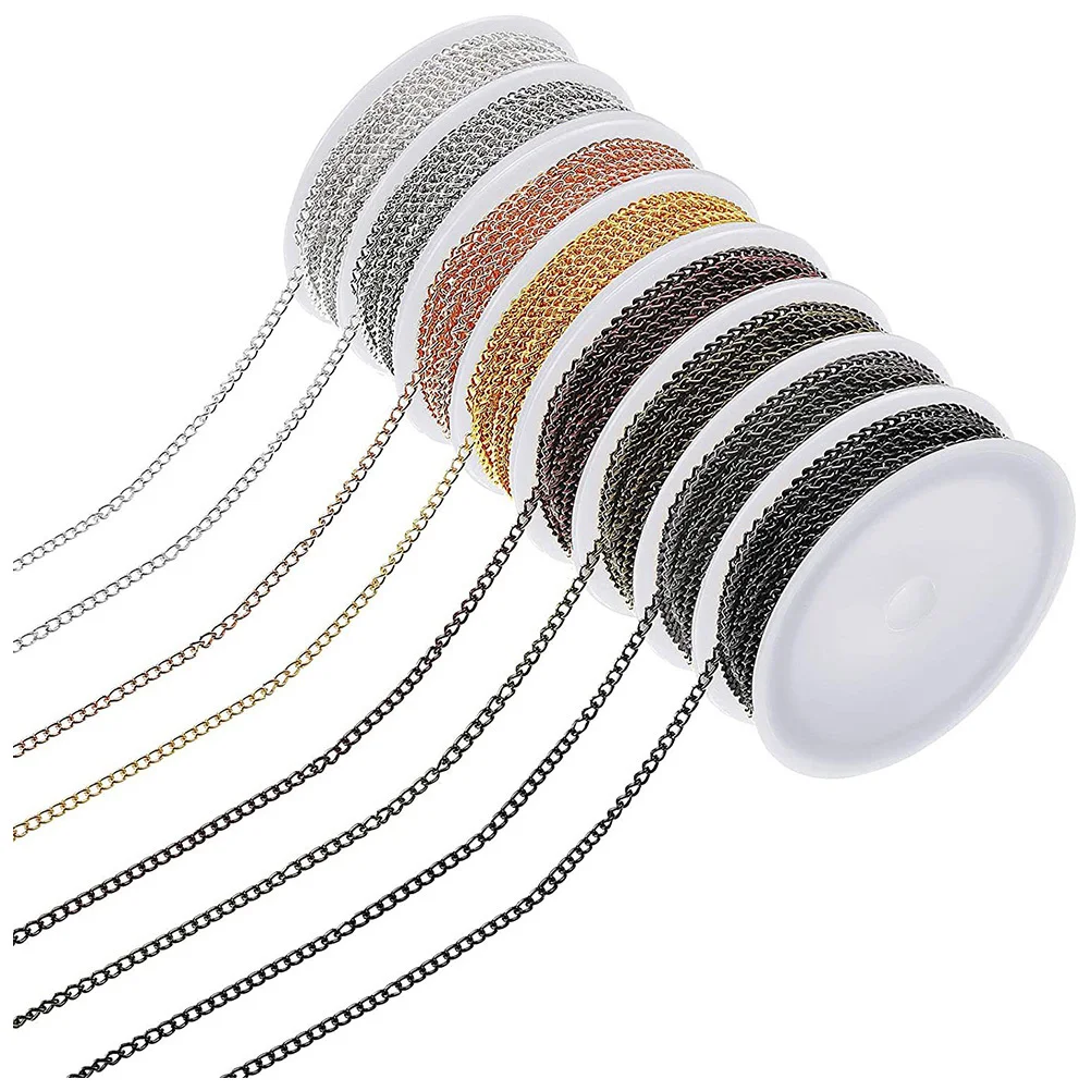 8 Rolls Iron Chains DIY Necklace Bracelet Jewelry Making Craft Accessories Lightweight Durable Attractive Iron Chains