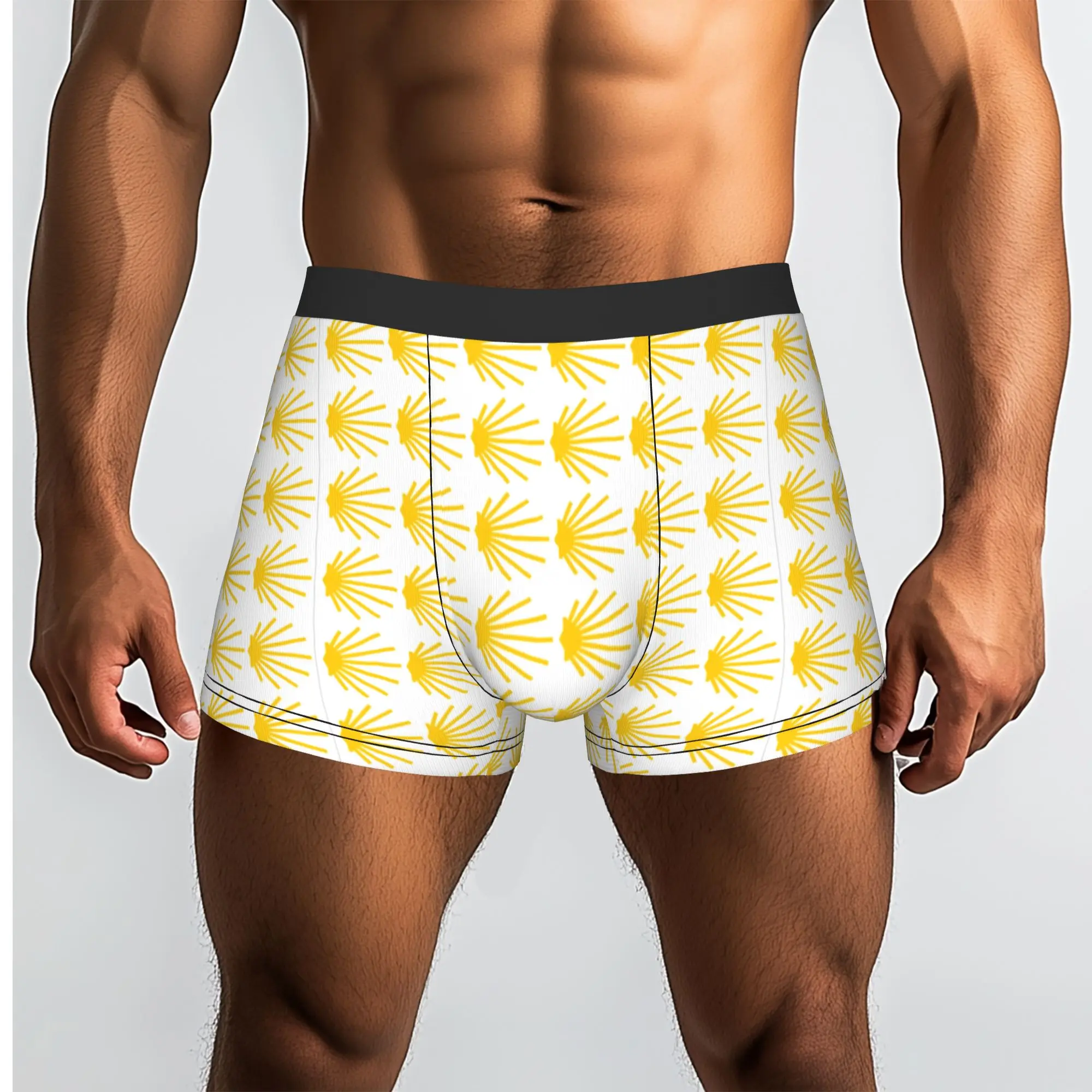 Custom Cool Camino de Santiago Seashell Pattern Boxers Shorts Panties Male Underpants Breathable  Briefs Underwear