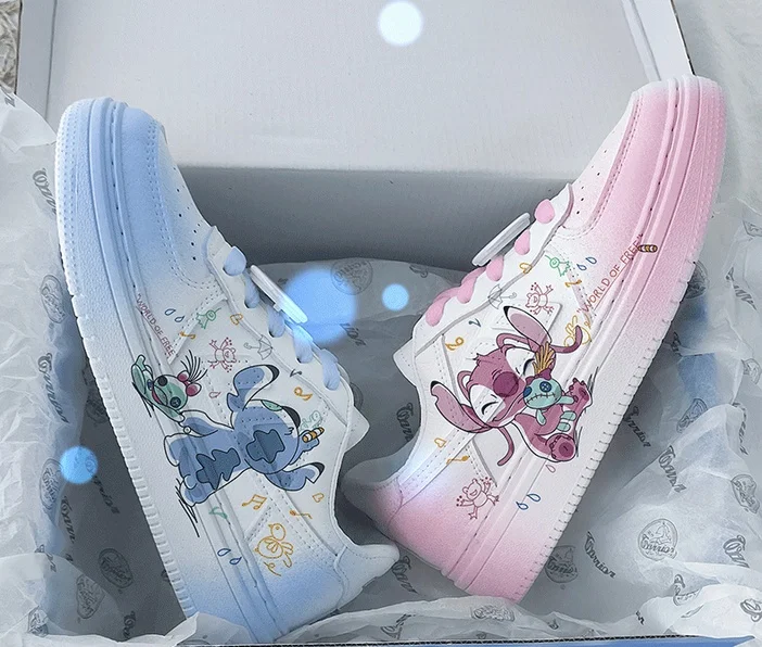 Disney Lilo & Stitch Sport Shoes Brand White Shoes Couple Casual Sneakers Anime Stitch Tennis Shoes Children Basket Shoes