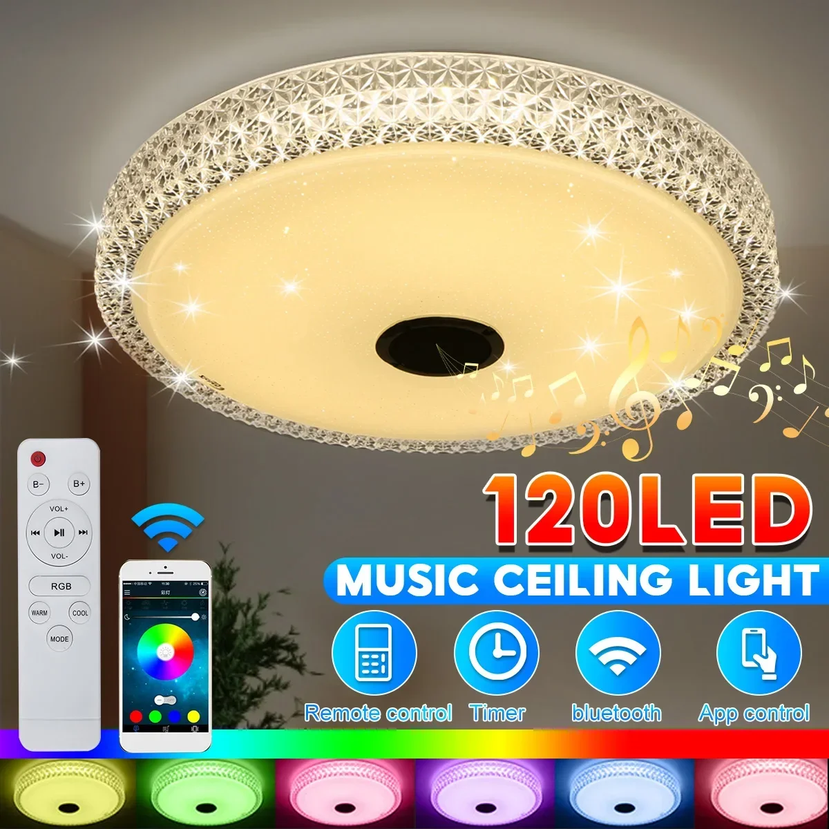 

hg80 Colors Modern RGB LED Ceiling Lights Home lighting APP bluetooth Music Light Bedroom Lamps Smart Ceiling Lamp+Remote Contro